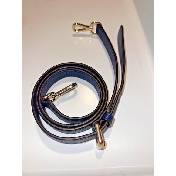 MICHAEL KORS Navy Leather Gold Hardware Adjustable Crossbody Strap Replacement - Picture 1 of 8